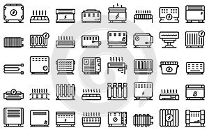 Convector icons set outline vector. Radiator bars