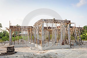 Conventional building construction house site.