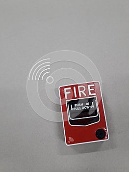 Fire alarm pull stations on the floor