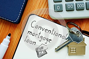 Conventional mortgage loan is shown on the business photo using the text