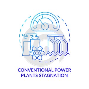Conventional power plants stagnation concept icon