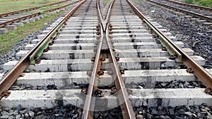 A conventional railway turnouts and it`s components.