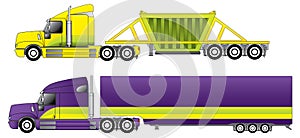 Conventional trucks with reefer and dump photo