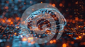 Convergence of tech and intellect, AI brain.