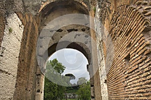 Converging walls of the Roman Coliseum.