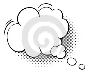 Conversation cloud template. Blank message bubble with halftone effect