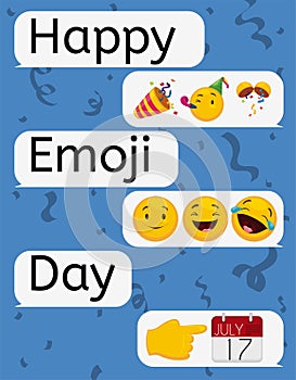 Conversation with Emojis Inviting You for a Happy Emoji Day, Vector Illustration