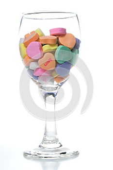 Conversation Hearts in a Wine Glass photo
