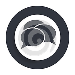 Conversation icon flat vector round button clean black and white design concept isolated illustration