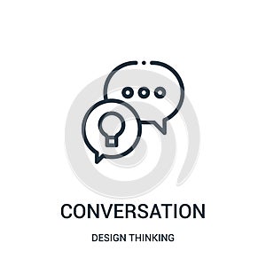 conversation icon vector from design thinking collection. Thin line conversation outline icon vector illustration