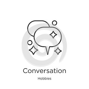 conversation icon vector from hobbies collection. Thin line conversation outline icon vector illustration. Outline, thin line