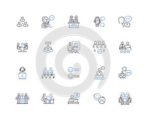 Conversation line icons collection. Dialogue, Talk, Communication, Exchange, Interaction, Discourse, Chat vector and photo