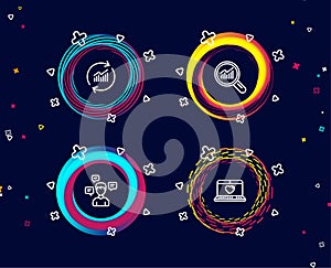 Conversation messages, Data analysis and Update data icons. Web love sign.