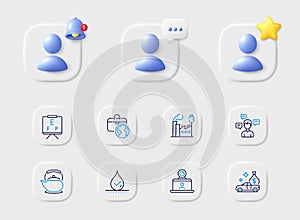 Conversation messages, Factory and Vision board line icons. For web app, printing. Vector