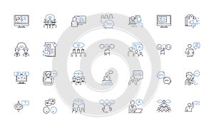 Conversation line icons collection. Dialogue, Interaction, Discourse, Communication, Chat, Banter, Debate vector and photo