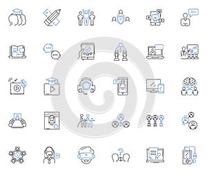 Conversation line icons collection. Dialogue, Talk, Exchange, Discussion, Discourse, Banter, Chat vector and linear photo