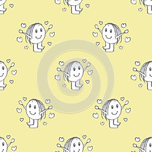 Conversational Kids Motif Seamless Pattern