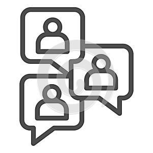 Conversations with users line icon, startup concept, Chat sign on white background, People chatting icon in outline