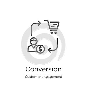 conversion icon vector from customer engagement collection. Thin line conversion outline icon vector illustration. Outline, thin