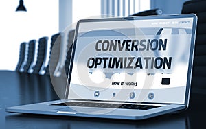 Conversion Optimization Concept on Laptop Screen. 3D.