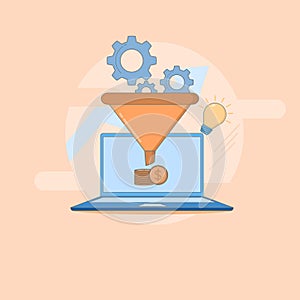 conversion rate analysis and optimization, vector icon illustration