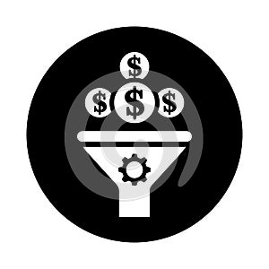 Conversion, rate, filter icon. Black vector sketch