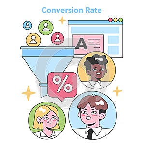 conversion rate. Flat vector illustration