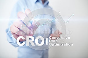 Conversion rate optimization, CRO concept and lead generation.