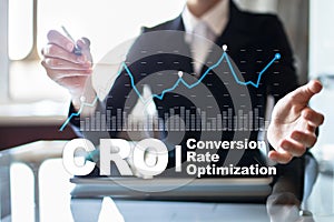 Conversion rate optimization, CRO concept and lead generation. photo