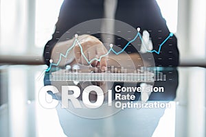 Conversion rate optimization, CRO concept and lead generation.