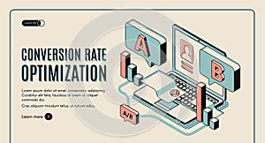 Conversion rate optimization isometric web banner. photo