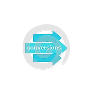 Conversions icon with arrows, vector