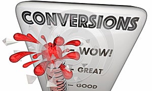 Conversions Sold Customers Closed Deals Thermometer 3d Illustration