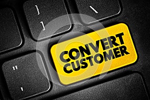 Convert Customer text button on keyboard, concept background