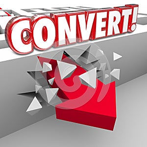 Convert 3d Word Arrow Through Maze Selling to Customers photo