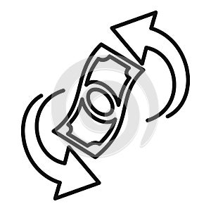 Convert money cash back icon, outline style