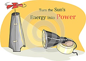 Convert Solar Energy to Power in the Home Environment vector illustration photo