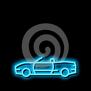 convertible car neon glow icon illustration