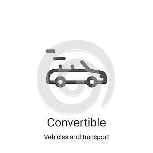 convertible icon vector from vehicles and transport collection. Thin line convertible outline icon vector illustration. Linear