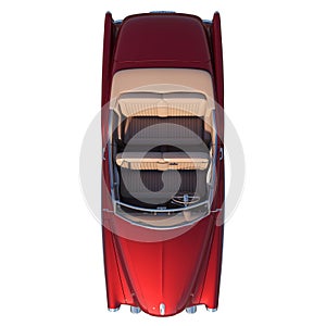 Convertible sport car city tourism luxury transport 1 1950s - top view white background alpha png 3D Rendering Ilustracion 3D