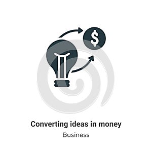 Converting ideas in money vector icon on white background. Flat vector converting ideas in money icon symbol sign from modern