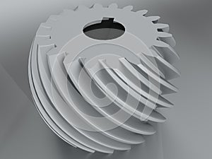 Convex helical gear with involute profile toothing