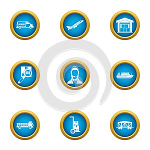 Conveyance icons set, flat style