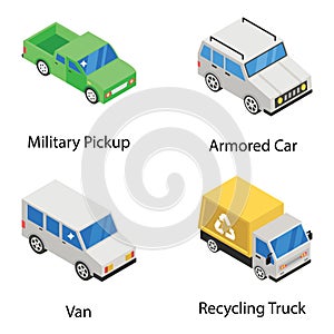 Conveyance and Vehicles In Isometric Style