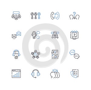 Conveying line icons collection. Transmitting, Shipping, Transporting, Carrying, Relaying, Passing, Transferring vector