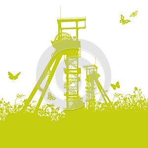 Conveying towers in the grass