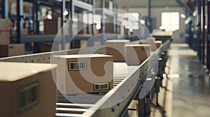 The Conveyor Belt with Boxes. AI generated