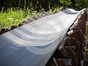 Conveyor belt close up image