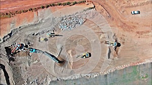 Conveyor belt at an gravel quarry mining quarrying equipment