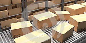 Conveyor belt. Handling and distribution concept. 3d illustration